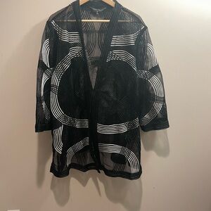 Ming Wang Black and White Mesh Cardigan
